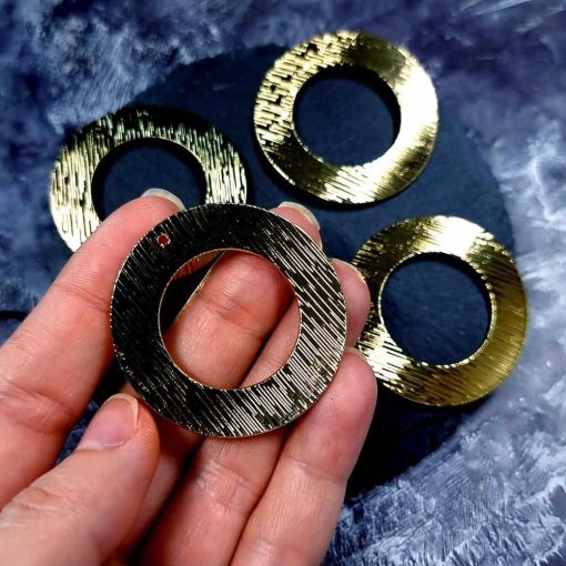 4 Glossy Golden color Charms "Circles" #34028