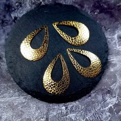 4 Textured Golden color Charms "Drops" #34032