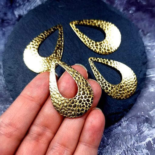 4 Textured Golden color Charms "Drops" #34033