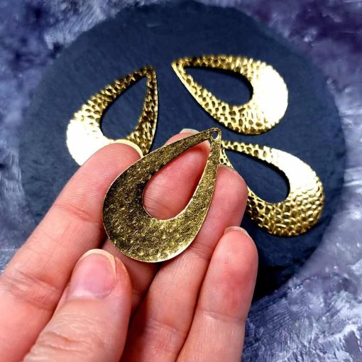 4 Textured Golden color Charms "Drops" #34035