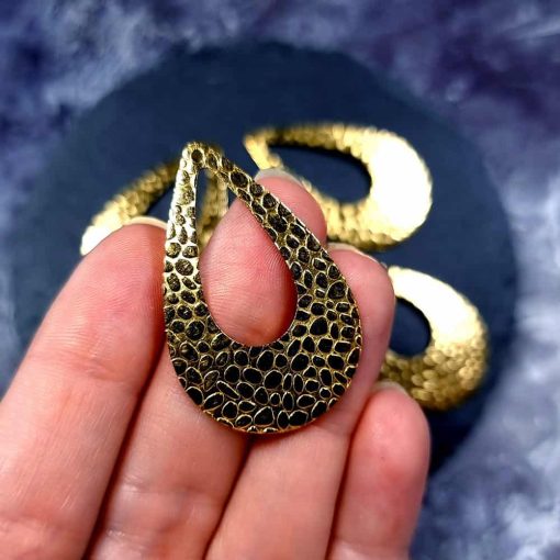 4 Textured Golden color Charms "Drops" #34037