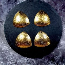 4 Textured Golden color Charms "Triangles" #34034