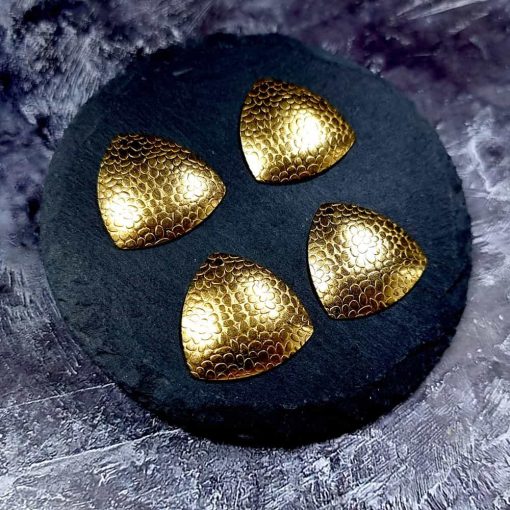 4 Textured Golden color Charms "Triangles" #34036