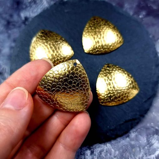 4 Textured Golden color Charms "Triangles" #34038