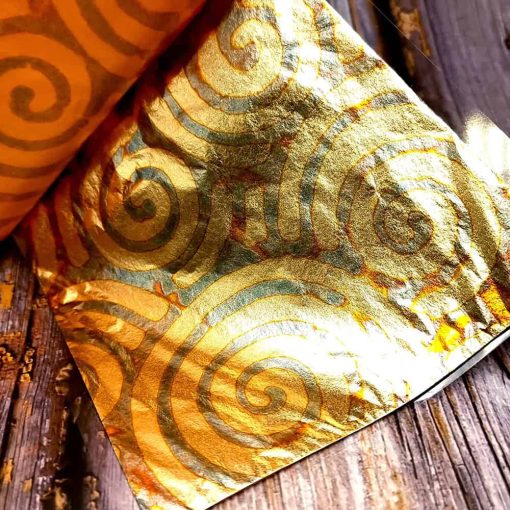 Blue-Gold Swirls Metal Leafs #34453