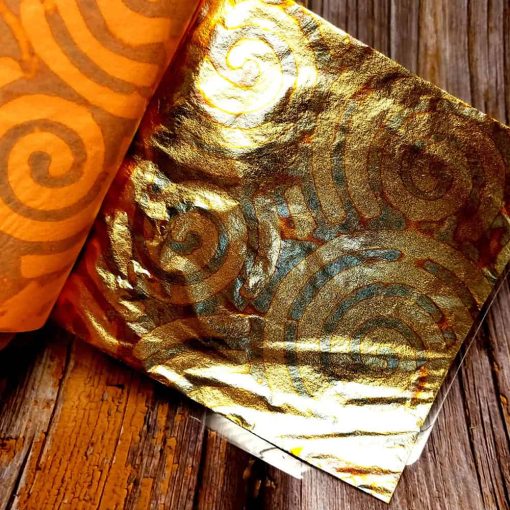 Blue-Gold Swirls Metal Leafs #34456