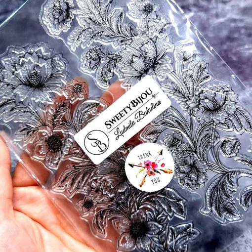 Roses transparent clear silicone stamp #34078