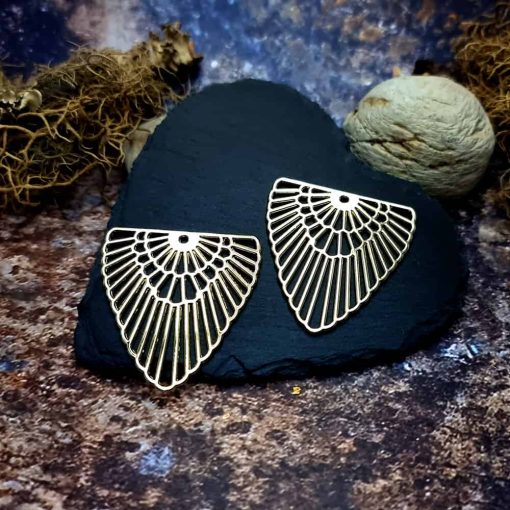 Earrings metal findings Golden color "Feather" #44582