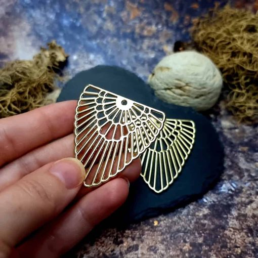 Earrings metal findings Golden color "Feather" #44599