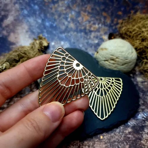 Earrings metal findings Golden color "Feather" #44604