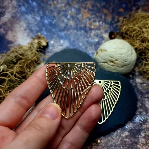 Earrings metal findings Golden color "Feather" #44610