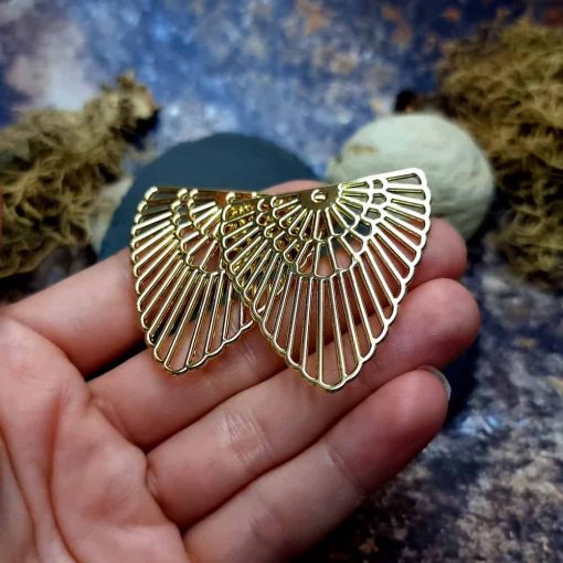 Earrings metal findings Golden color "Feather" #44612