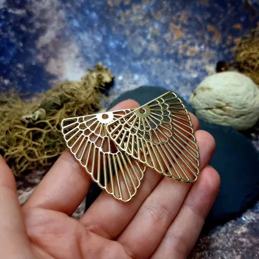 Earrings metal findings Golden color "Feather" #44613