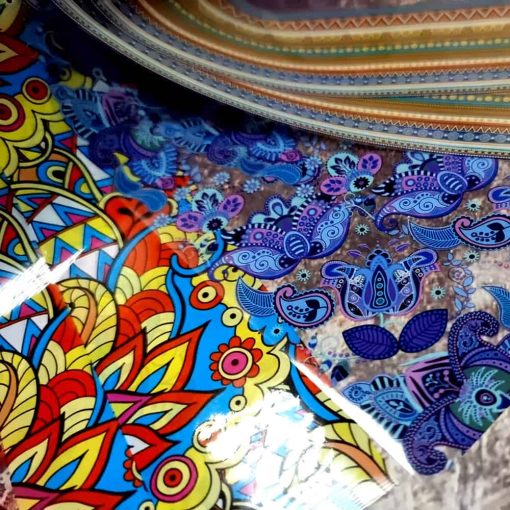 10 colorful transfer foils "Hippie style textile 1" #52673