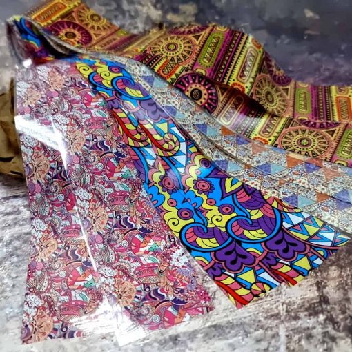 10 colorful Transfer Foils "Hippie style textile 2" #52650