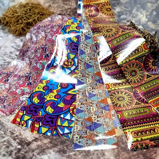 10 colorful Transfer Foils "Hippie style textile 2" #52652