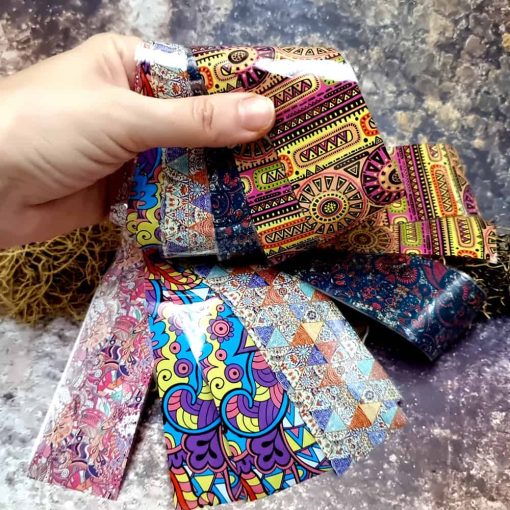 10 colorful Transfer Foils "Hippie style textile 2" #52678