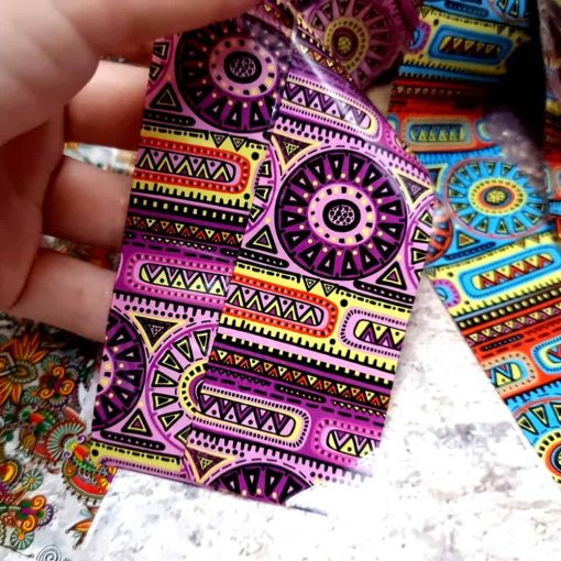 10 colorful Transfer Foils "Hippie style textile 5" #52696