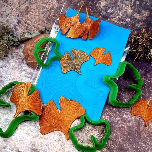 Four Gingko Leafs Texture with Outline - 145x95mm #149020