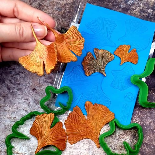 Four Gingko Leafs Texture with Outline - 145x95mm #149021