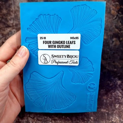 Four Gingko Leafs Texture with Outline - 145x95mm #148572