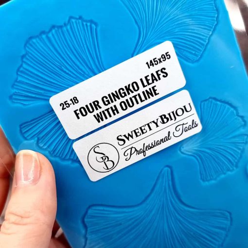 Four Gingko Leafs Texture with Outline - 145x95mm #148573