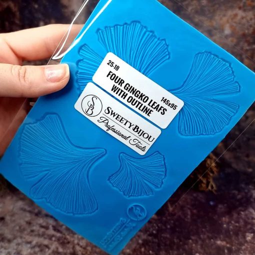 Four Gingko Leafs Texture with Outline - 145x95mm #148575