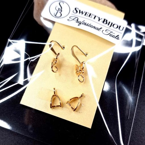 Pair of butterfly golden earrings hooks with bail #148472