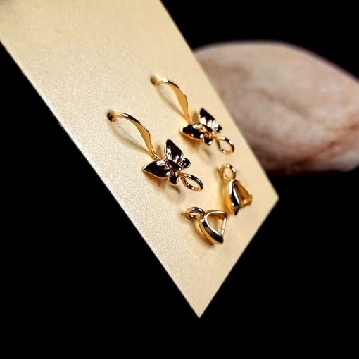 Pair of butterfly golden earrings hooks with bail #148476