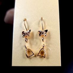 Pair of butterfly golden earrings hooks with bail #148488