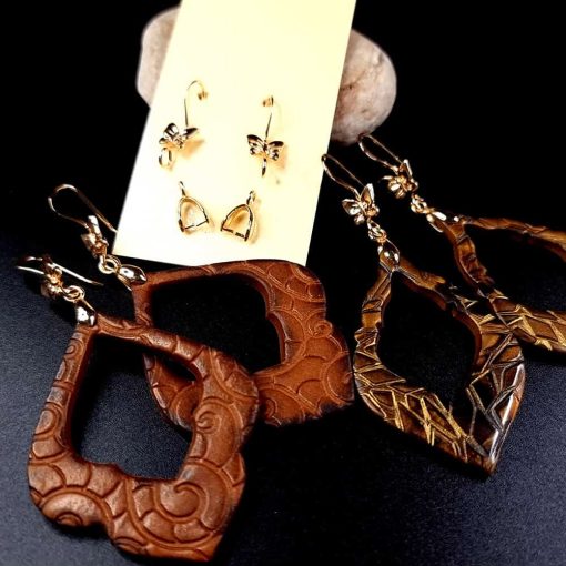 Pair of butterfly golden earrings hooks with bail #148493