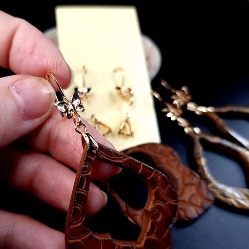 Pair of butterfly golden earrings hooks with bail #148496