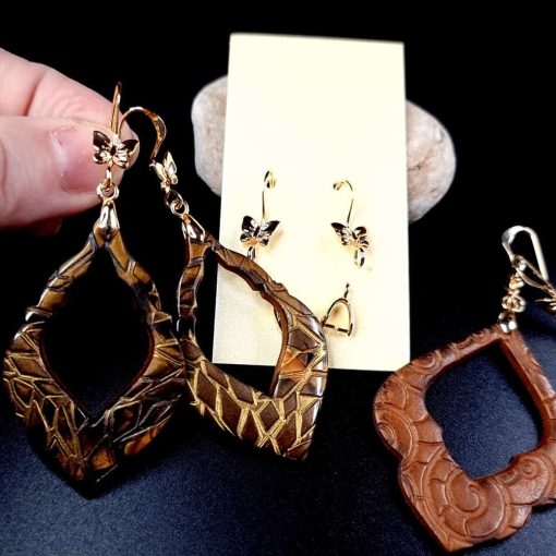 Pair of butterfly golden earrings hooks with bail #148498